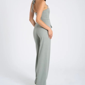 Mono sin espalda de moda para mujer, mono deportivo acampanado de ocio para mujer, pantalón acampanado, traje de bolsillo suelto de tela - Product Image 5