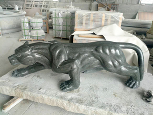 Vente en gros d'usine de <span class=keywords><strong>sculptures</strong></span> et gravures sur pierre personnalisées, magnifiques statues de léopards en granit grandeur nature, finition polie robuste - Product Image 2