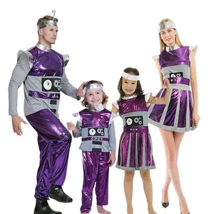 Halloween family costume cosplay viola alien jacket pantaloni copricapo 3 pezzi abiti