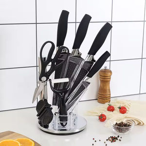2025 High Quality Stainless Steel Chef Bread Carving Utility Paring <strong>Kitchen</strong> Knives Handmade 8-Piece ABS Handle Block Set - Product Image 3