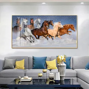 Modern Large 7 White Running Horses Canvas Posters Print Wall Art Picture For Living Room Bedroom Decoration Prints Painting
