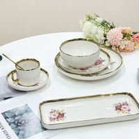 Service de table en céramique à facettes losangées, finition cristal, avec bordure dorée électrolytique – Assiettes et bols de luxe en porcelaine pour la restauration hôtelière