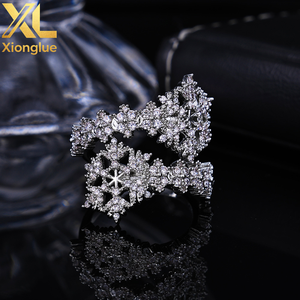 Luxury Hollow Out <b>Cross</b> Snowflake <b>Ring</b> <b>Silver</b> Plated Iced Out Bling CZ Stones Diamond Cut Design Fine Jewelry - Product Image 3