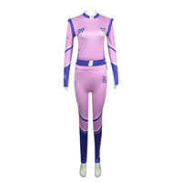 Combinaison à pois pour femme, rose et blanc, col montant, manches longues, fermeture éclair, pour gymnastique, danse, spectacle sur scène