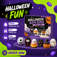 Coffret Cadeau de Bain pour Enfants Halloween – 6 Types de Bombes de Bain Effervescentes en Forme de Fantôme, Citrouille, Monstre – Nettoyage en Profondeur, Bain Moussant Naturel Relaxant