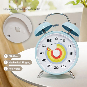 Blue Student Bell Kitchen Kid Study Metal Cute Macaron Cloud Digit Alarm Clock Game Countdown Visual <strong>Timer</strong> With Pomodoro Feature - Product Image 4