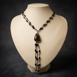A Women's 925 Silver Natural Stone Beaded Tassel Necklace Bohemia Style Everyday Wear From Rajasthan - Product Image 2