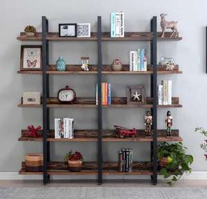 Estantería de madera con marco de metal, estantería para libros, estante de almacenamiento - Product Image 2
