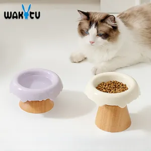 WAKYTU C151W Erhöhte erhöhte Keramik-Katzenfutter schale schützt die Wirbelsäule lindert Whisker-Müdigkeit Hervorragende anti bakterielle Katzen schale 1St