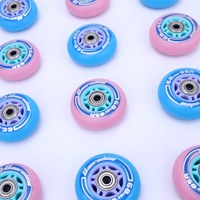 Roues de patins à roulettes pour enfants 62 64 66 68mm 85A PU sans roulement, design imprimé bleu rose, pour rollers d'enfants