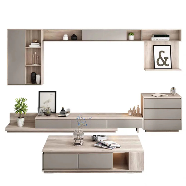 High Quality Rectangle Wood White and Black Aquarium Smart Coffee Table for Living Room Furniture