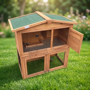 SDR009-T Luxury Modern Wooden Pet House Horizontal <b>Sliding</b> Closure All Seasons Indoor/Outdoor Use Roof Large Animal - Product Image 1