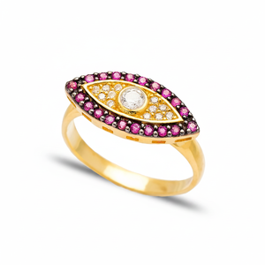 Anillo de diseño delicado con forma de ojo turco de piedra de Rubí, joyería de plata de ley 925 hecha a mano al por mayor - Product Image 2