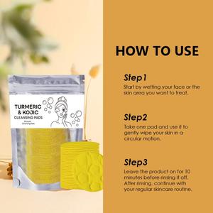 Échantillon gratuit offert tampons d'acide curcuma et kojique éclaircissants exfoliants anti acné contrôle de l'huile soins de la peau tampons nettoyants pour le visage - Product Image 6