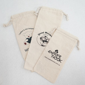 Sac en coton sergé blanc naturel avec cordon de serrage, impression de logo personnalisée, lavable, sac à pain, soldes de Noël, sac en coton - Product Image 2