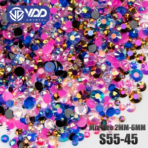VDD S55-45 30g Mix Size 2-6mm Resin Rhinestones Crystals Color AB Flat Back Stones DIY Crafts Nail Art Decoration SS Series