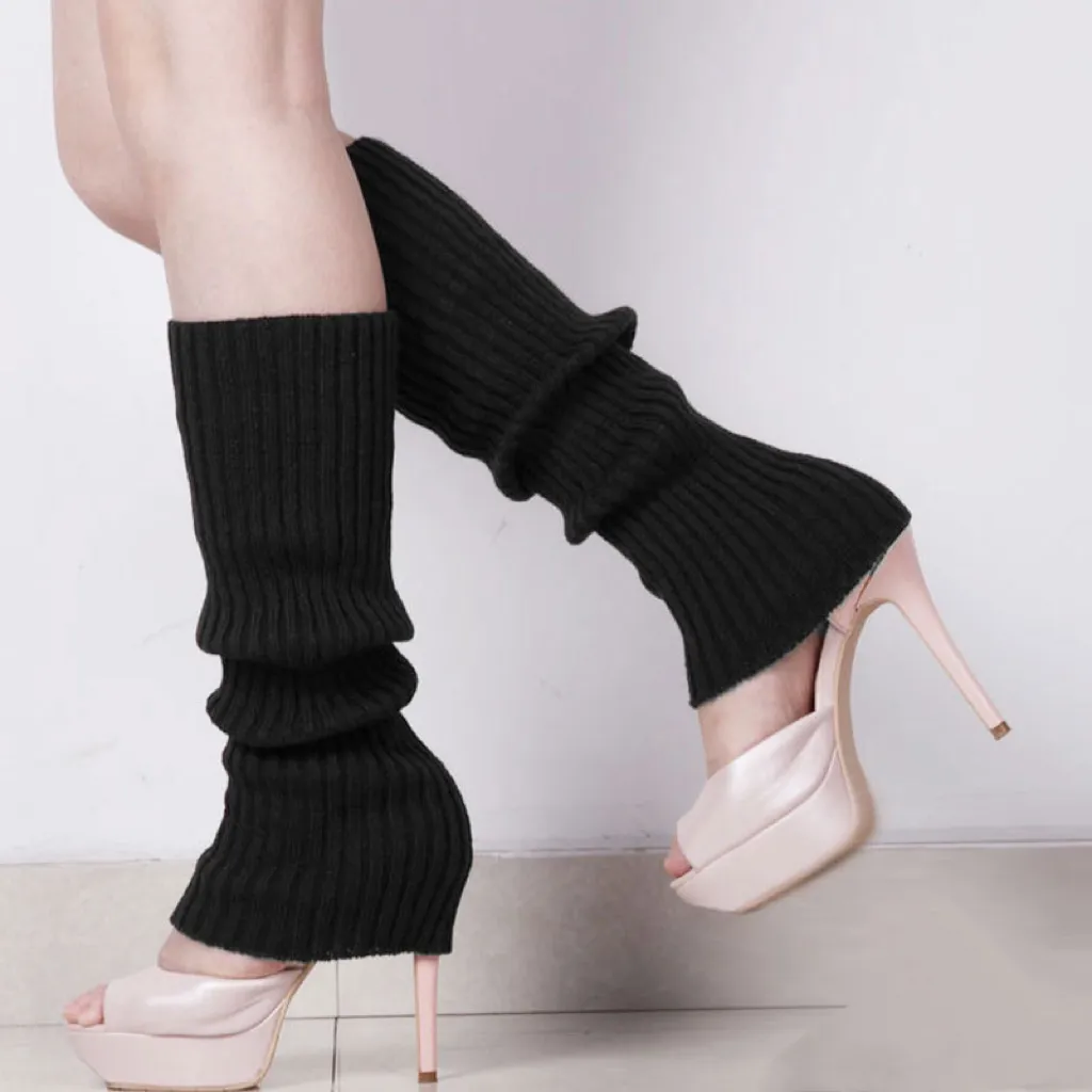 Hot selling solid color Leg Warmers Women Warm Winter Knit Foot Cover Crochet Knee Socks Warm Boot Long Socks