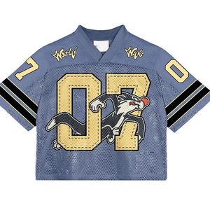 Maillot de football unisexe en maille vierge entièrement personnalisable, coupe carrée courte, imprimé OEM, pour fans de football, streetwear et mode - Product Image 2
