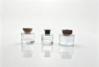 Flacon diffuseur de parfum en verre transparent à base épaisse, luxueux, 150 ml, 200 ml, 250 ml, vide, avec bouchons en bois