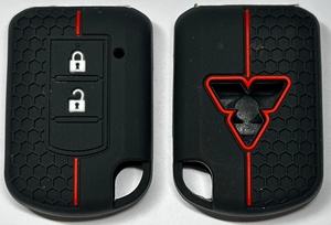 Housse de clé de voiture en silicone à texture nid d'abeille, antidérapante, antichoc, avec bande rouge, compatible avec <span class=keywords><strong>Renault</strong></span> - Product Image 2