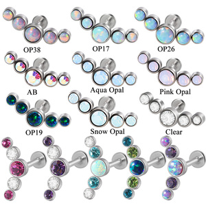 Set de 5 Piercings de Cristal Chapados en Oro de 18K, Joyería Corporal, Acero Inoxidable 316L, Labret para Labio, Cartílago, Tragus, Hélix, Daith - Product Image 2