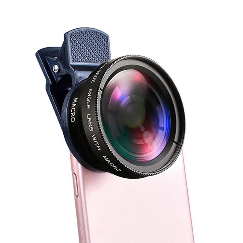 Universal Clip Universal Mobile Phone Professional 37MM 0.45X 49UV Super Wide angle + Macro 2-in-one Mobile Phone Lens