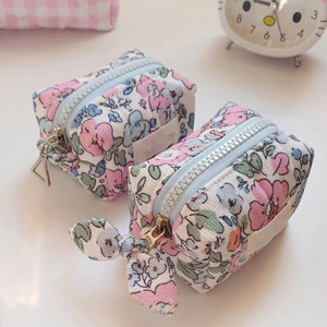 Logo personalizzato dimensione Mini cerniera stampato cotone trapuntato cambio a moneta lucidalabbra assorbenti porta chiavi porta porta chiavi - Product Image 4