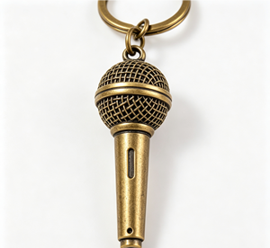 Vintage Metal Microphone Keychain Handmade <b>Key</b> <b>Ring</b> Pendant for Concert Gift <b>Bag</b> Charm - Product Image 3