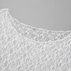 Enyami مثير أبيض بدلة الدانتيل الإناث الصيف مزاجه المتخصصة طويلة الأكمام قميص أعلى فستان طويل بدلة 2 قطعة مجموعة - Product Image 6