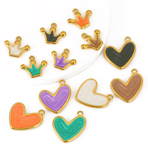 Colgantes de Acero Inoxidable con Forma de Corazón y Corona, Esmaltados, Accesorios de Joyería DIY, Regalo Unisex, Colgantes de Moda - Product Image 5
