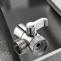 NZMAN Vanne de dérivation de robinet en laiton chromé poli Adaptateur de lavabo de salle de bain en laiton massif chaud/froid NB302 pour kits de douche d'appartement