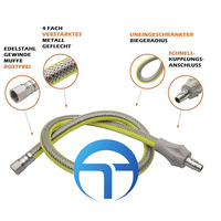 Tuyau de gaz flexible EN14800 avec raccord rapide fileté femelle 1/2 pouce x filetage mâle 1/2 pouce