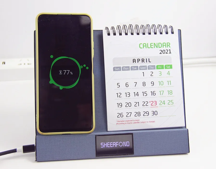 2023 hot sale latest OEM desk mini printing manufacturer calendar with wireless charger