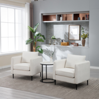 Fauteuil d'appoint moderne en velours ivoire, fauteuil incurvé avec coussin de dossier réglable, pieds en métal durables, canapé confortable pour salon