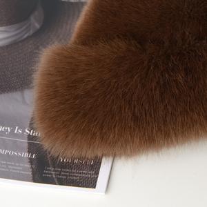 قبعة صيادين فروي جديدة للخريف والشتاء دافئة من Jxwatcher حوض قطيفة عصرية قبعات شعر بارد للفتيات من الفرو الصناعي - Product Image 4