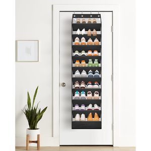 10 Tier Clear Over The Door <b>Shoe</b> Organizer Deep Pockets Hanging Rack For Closet Door Fit 20 Pairs Black - Product Image 5