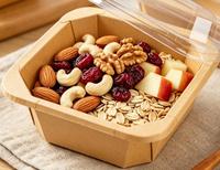 Boîte à lunch jetable carrée en papier kraft avec couvercle transparent, étanche, pour la vente en gros, idéale pour la restauration rapide, les salades, les sushis et les gelées