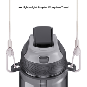 Nouvelles Bouteilles d'<span class=keywords><strong>Eau</strong></span> en Plastique Sans BPA de 1 Litre Tendance avec Couvercle à Double Ouverture, Paille et Sangle pour la Course, le Fitness et la Randonnée - Product Image 2