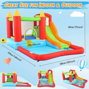 Château gonflable d'extérieur pour enfants avec toboggan, souffleur, piscine à balles et balles océaniques, aire de jeux gonflable - Product Image 3