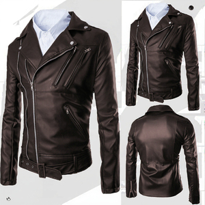 Chaqueta de cuero nueva de invierno de moda de cuero para hombre transfronterizo traje de motocicleta con cremallera Horizontal chaquetas de talla grande para hombre - Product Image 3