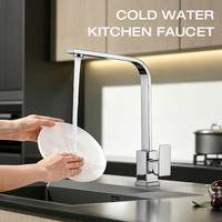 Robinet de cuisine moderne à eau froide à levier unique, montage sur plan, valve en céramique, rotation à 360 degrés, prix abordable pour hôtels et appartements