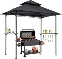 Gazebo de jardin extérieur 8 x 5 pieds avec toit à double niveau, auvent de barbecue pour patio, jardin, pique-nique
