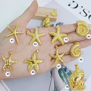 JS1796 Chunky Big 18k Gold Plated Conch Seashell Sea <strong>Shell</strong> Starfish Charm Pendant for Necklace Making