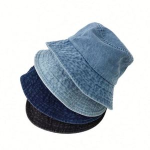 Wholesale Wide Brim Denim Bucket <b>Hat</b> Vintage Printed Summer Fishing <b>Hat</b> <b>for</b> Men and Women Solid Color Street Hip Hop Cap - Product Image 1