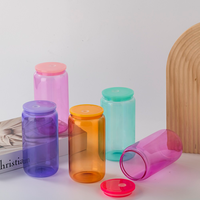 Vasos de colores para beber mixtos de EE. UU., 16oz, café helado transparente, cerveza de refresco, en forma de vaso Libby, taza con tapa de plástico y pajita