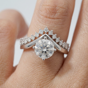 Women's Round Brilliant Cut Lab Diamond Engagement <b>Ring</b> 0.5ct 1ct 2ct 3ct 10k White Gold Classic <b>Crown</b> <b>Ring</b> - Product Image 3