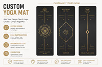 Tapis de yoga en caoutchouc naturel PU estampé à chaud or de luxe, épaissi, antidérapant, professionnel, pour l'entraînement, avec support pour logo personnalisé