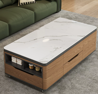 Table basse relevable et table à manger 2-en-1 pour salon, avec tabourets