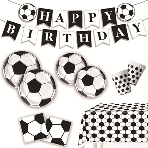 Kit <span class=keywords><strong>de</strong></span> fournitures pour fête <span class=keywords><strong>de</strong></span> football avec nappe, assiettes <span class=keywords><strong>en</strong></span> <span class=keywords><strong>papier</strong></span>, gobelets, serviettes, ensemble <span class=keywords><strong>de</strong></span> vaisselle pour la décoration d'une fête sur le thème du football pour <span class=keywords><strong>un</strong></span> anniversaire - Product Image 1