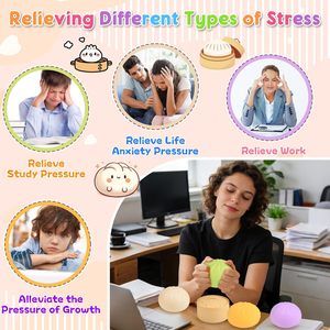 Anti-Stress Stretchy Stuffed Steamed Dumplings & Small Steamed Bun <b>Squishy</b> Mochi Kit for 5-7 Year Olds STELLAR PATH Brand - Product Image 4